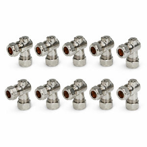 15mm Angled Chrome ISO Isolation Valve (WRAS) Compression - 10 Pack