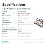 LavaTherm 4 Port Stainless Underfloor Heating Manifold 16mm LavaTherm