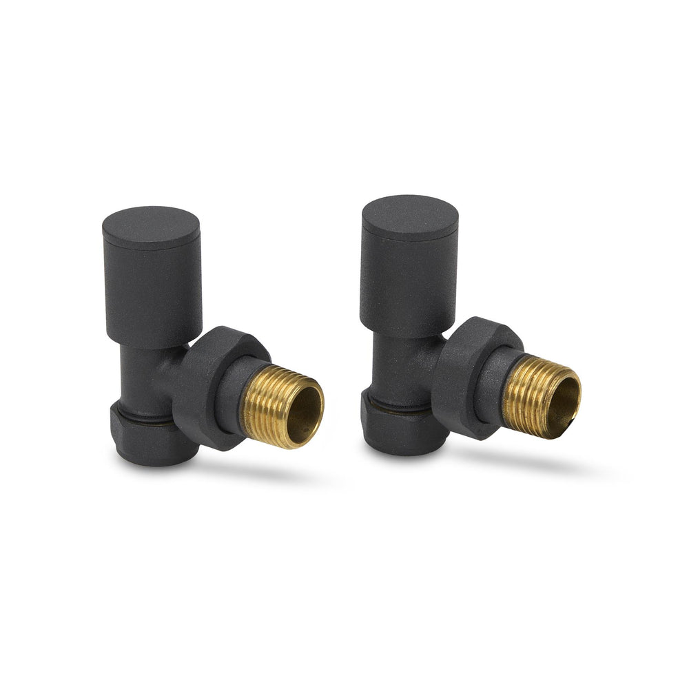 LavaTherm Angled Anthracite Radiator Valves Pair 15mm LavaTherm