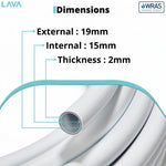 LavaTap 15mm PEX barrier pipe, white, 25m coil – close-up