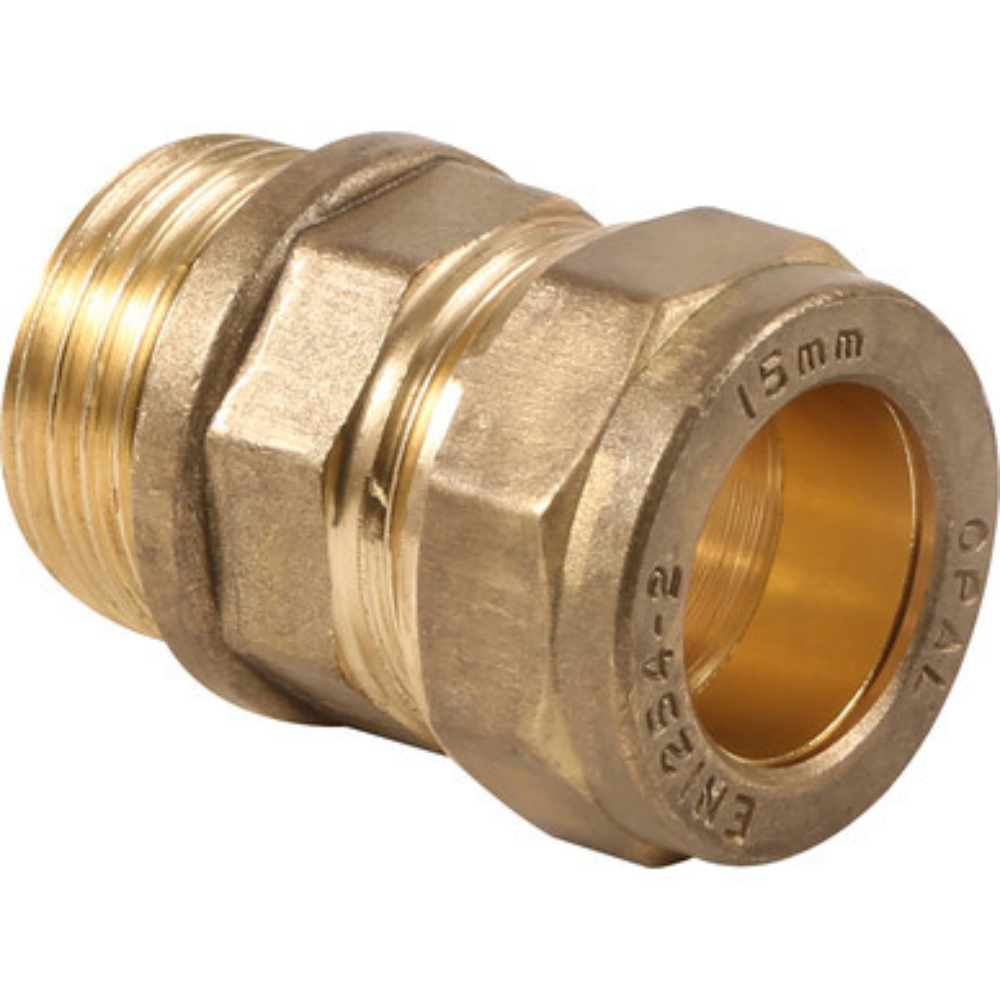 15mm x 0.5 Inch Compression Straight Connector Male Iron Brass Lava Wholesale