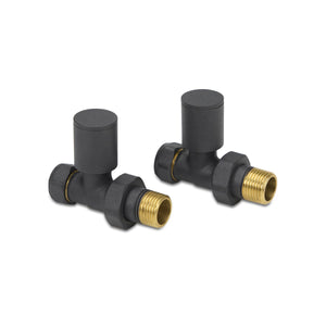 LavaTherm Straight Anthracite Radiator Valves Pair 15mm