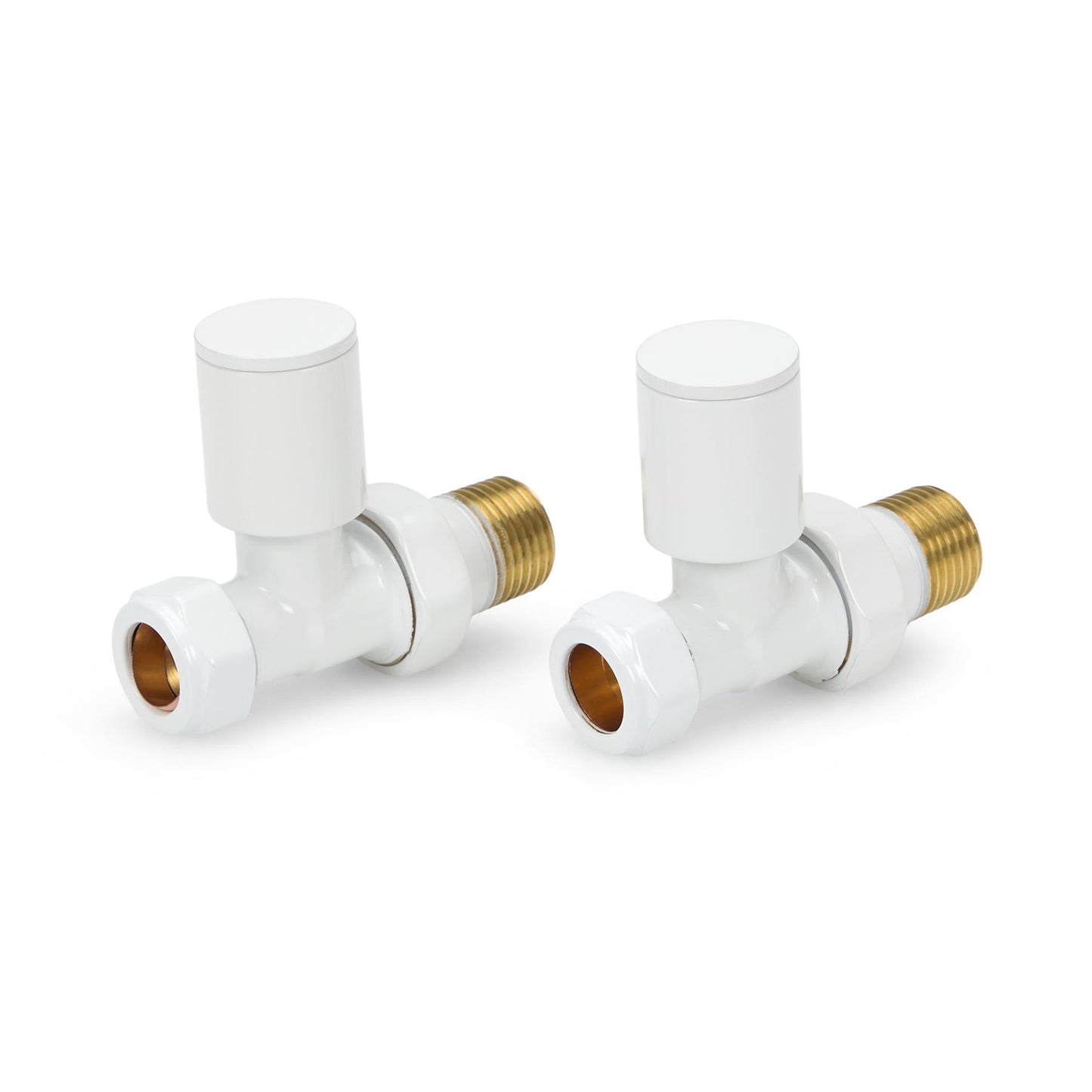 LavaTherm Straight White Radiator Valves Pair 15mm LavaTherm - Installation View