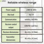 ENGO ETR-868 ELINK Wireless RF Relay 16A ENGO Controls - Technical View