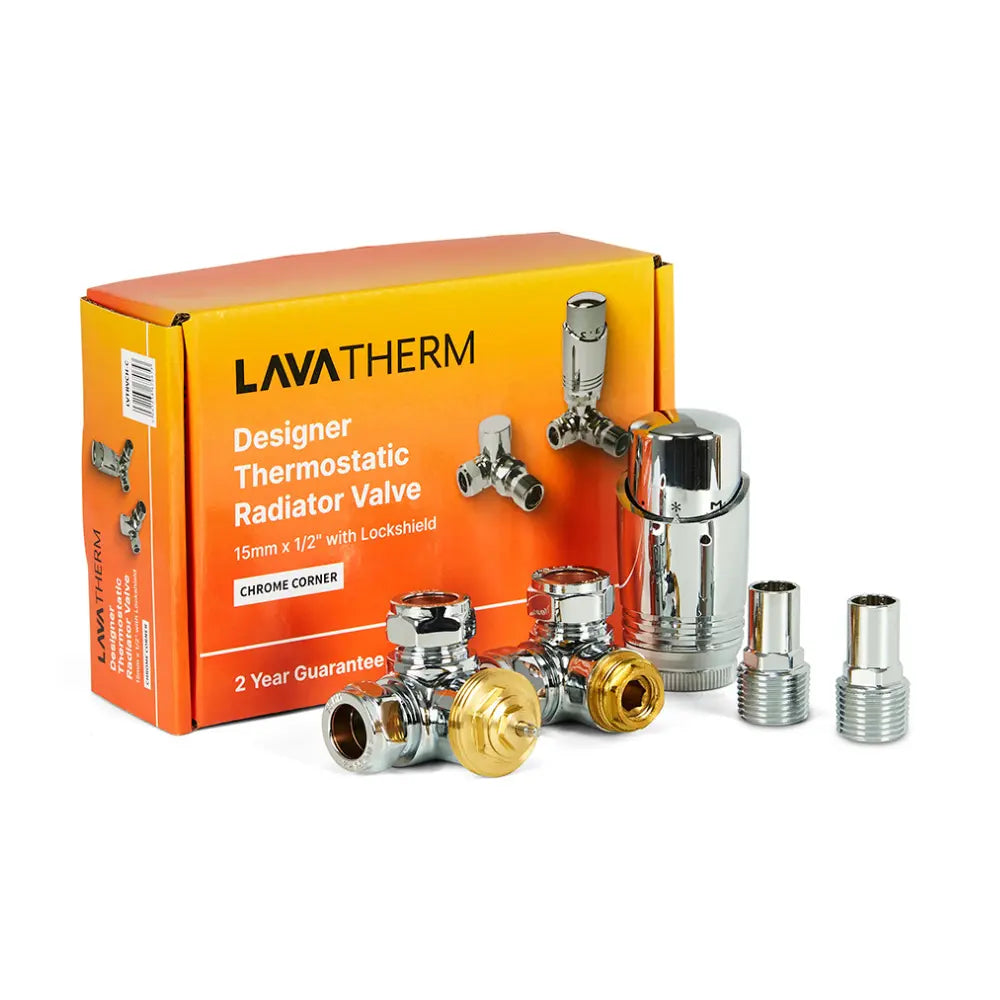 LavaTherm TRV Chrome Thermostatic Radiator Valve - Corner