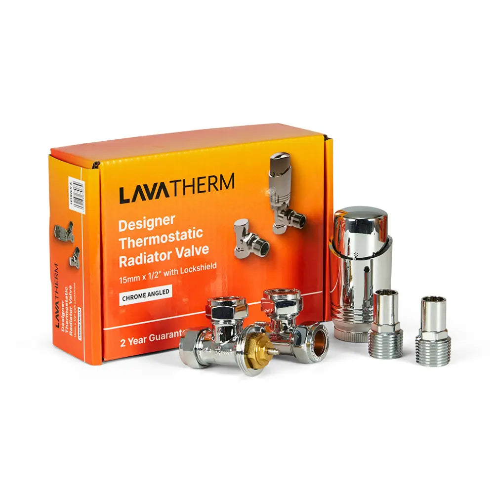 LavaTherm TRV Chrome Thermostatic Radiator Valve - Angled