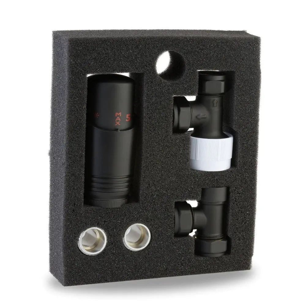 LavaTherm TRV Black Thermostatic Radiator Valve - Angled
