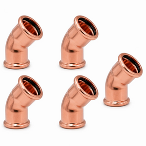 LavaPlumb 28mm Copper Press Fit 45 Degree Elbow 5 Pack – M-Profile WRAS