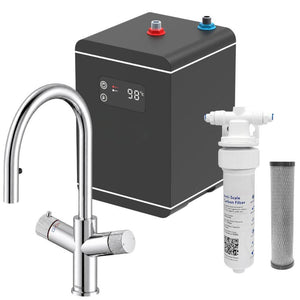 LavaTap 4 in 1 Boiling Water Tap Kit with Tank and Filter Instant Hot Water Kitchen Tap System - Chrome