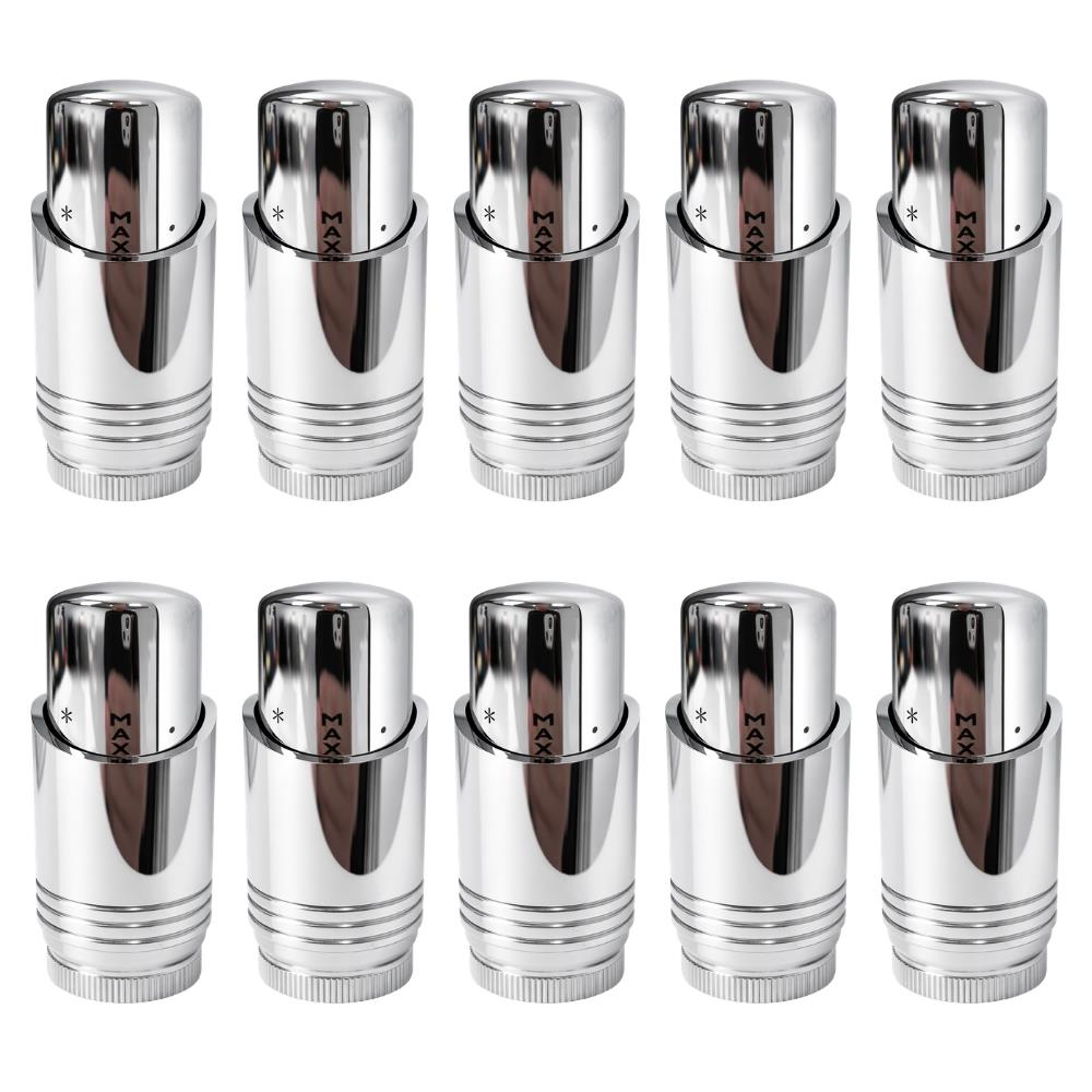 LavaTherm Chrome Thermostatic Radiator Valve TRV Head M30 x 1.5 - 10 Pack LavaTherm