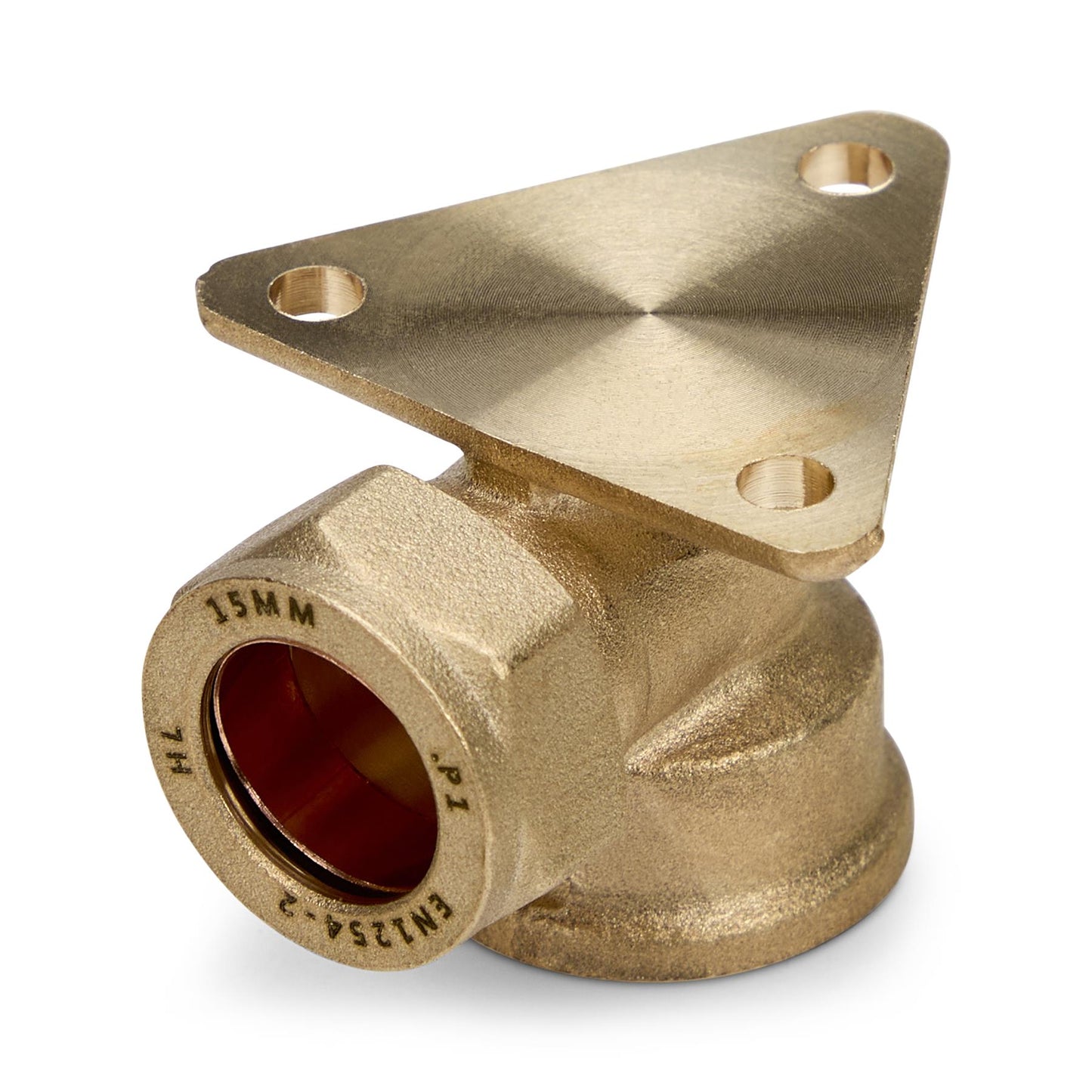 Brass fitting with a white background