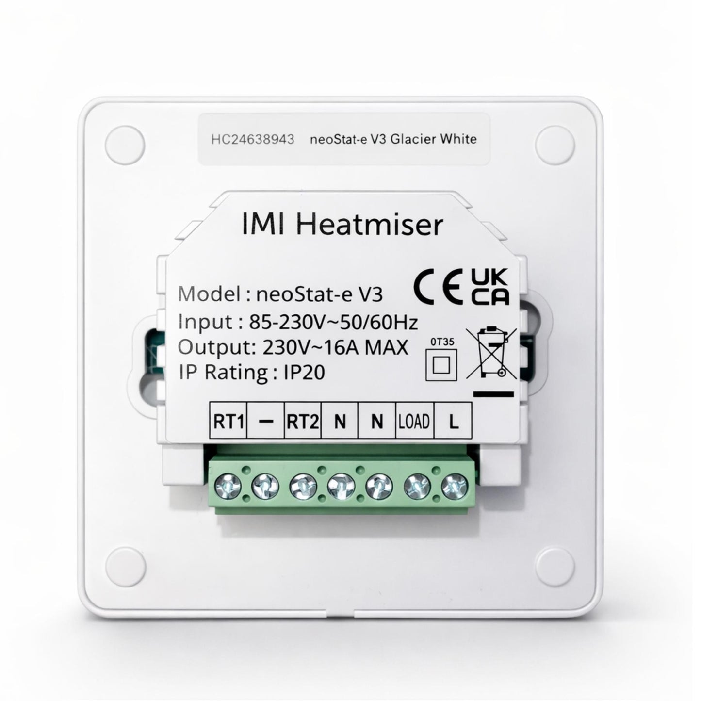 Heatmiser NeoStat-E V3 Electric Heating Thermostat - White Heatmiser - Technical View