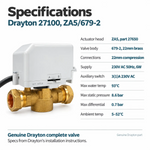 Drayton 27100 2-port motorised zone valve, 22mm, complete with valve body and actuator – view 6