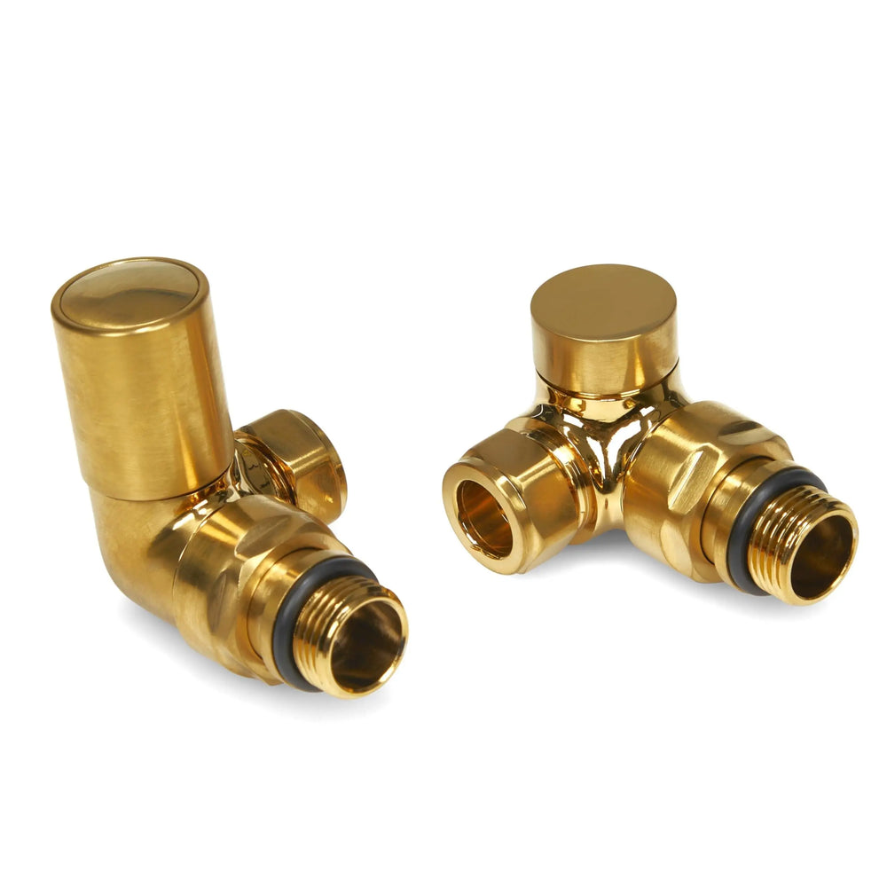 LavaTherm Brushed Brass Corner Manual Radiator Valve 15mm