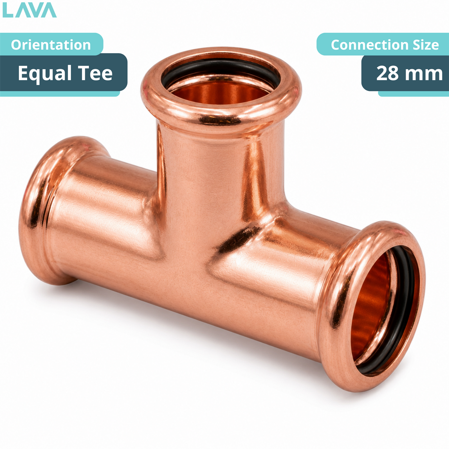 LavaPlumb Copper Pressfit Equal Tee - 28mm - 5 Pack LavaPlumb