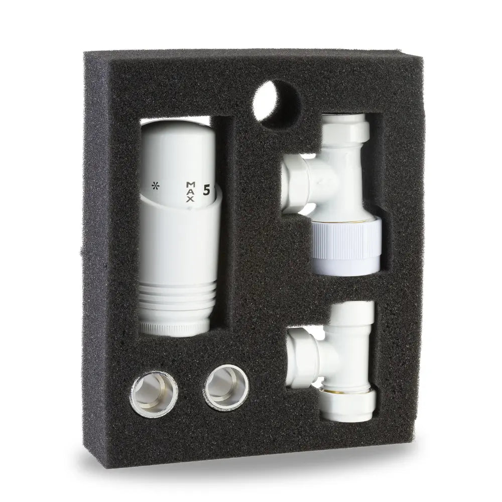 LavaTherm TRV White Thermostatic Radiator Valve - Angled