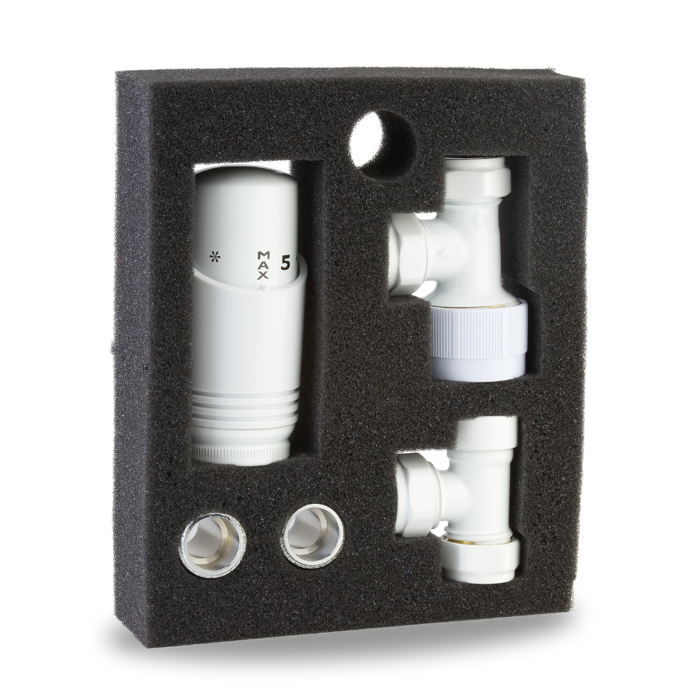 LavaTherm TRV White Thermostatic Radiator Valve - Angled LavaTherm - Close Up Detail