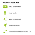ENGO ECAM L2 WiFi Smart Floodlight Camera 4MP Outdoor ENGO Controls - Technical View