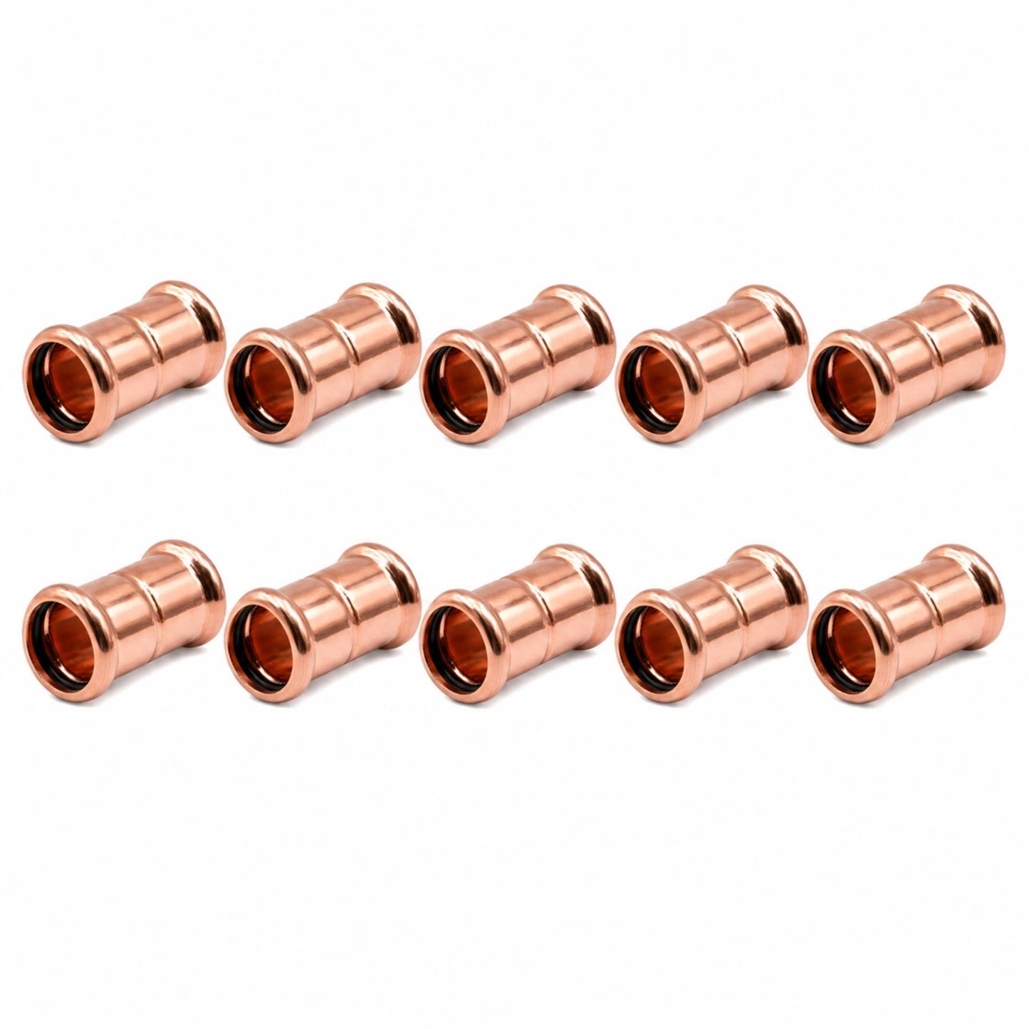 LavaPlumb Copper Pressfit Straight Coupler - 22mm - 10 Pack LavaPlumb
