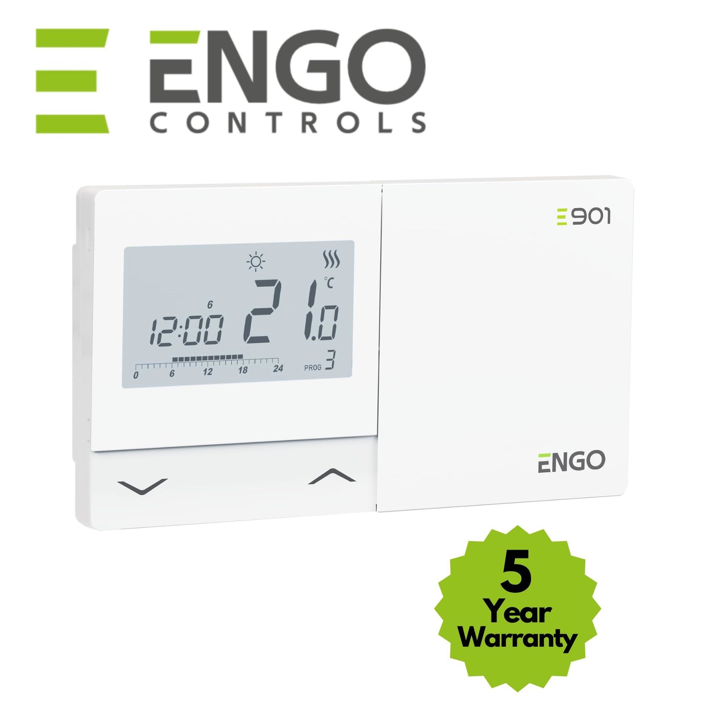 ENGO E901 Wired Thermostat Combi Boiler Battery Powered 2 Wire - Replace Dial Room Thermostat 5 Year Warranty ENGO