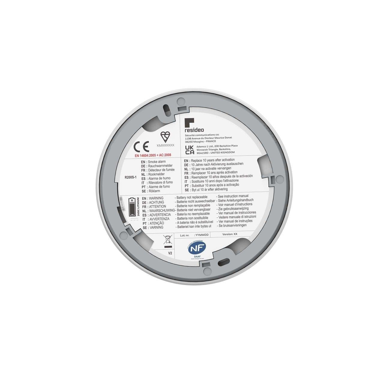 Honeywell Home R200S Smoke Alarm | 10-Year Sealed Battery & Ultra-Slim Optical Detector Honeywell Home - Technical View