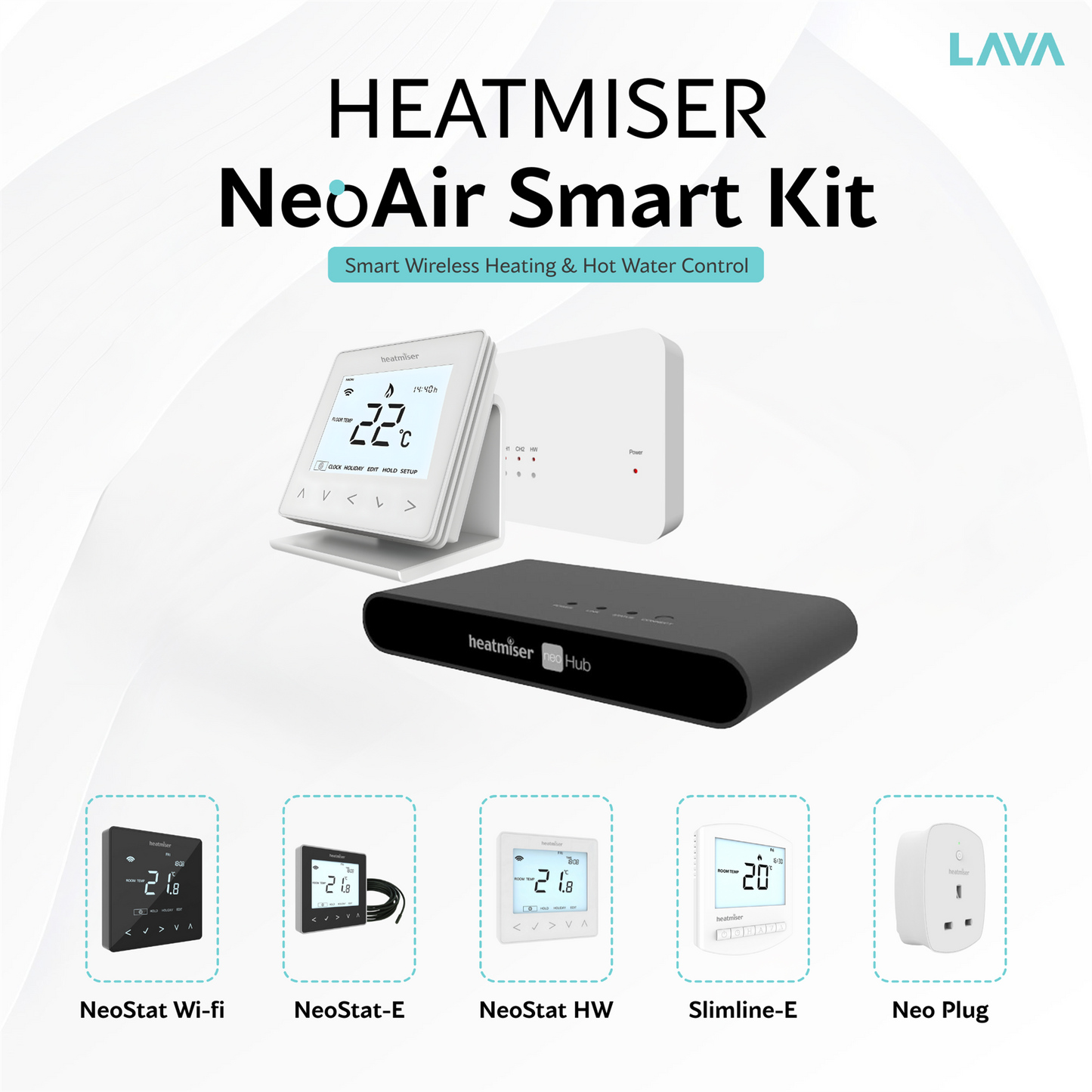 Heatmiser Smart NeoAir Bundle NeoAir v3 RF Switch NeoAir Stand NeoHub Gen 2 Heatmiser - Side Profile