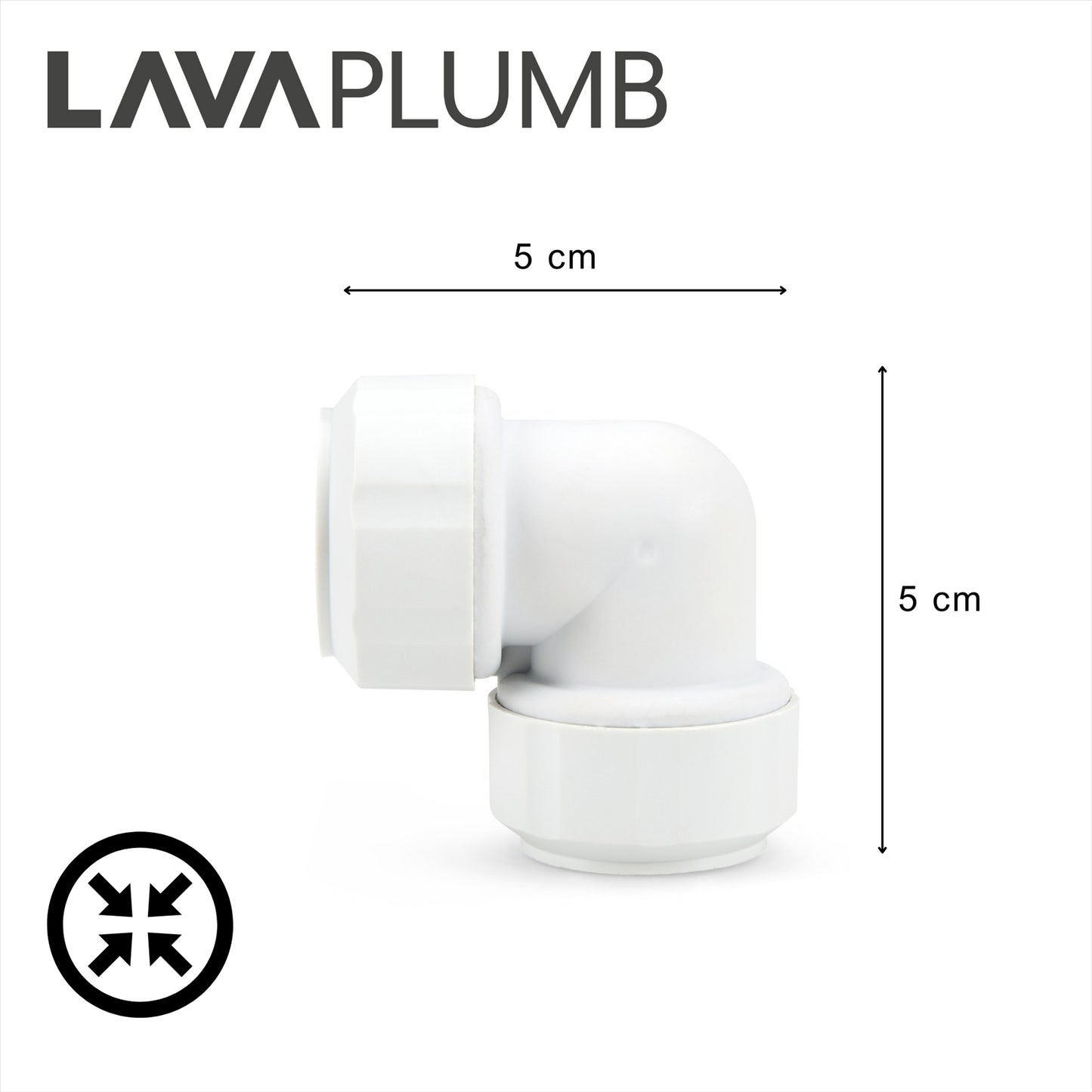 LavaPlumb 22mm Pushfit Elbow White 5 Pack