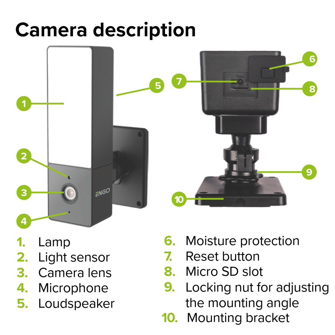 ENGO ECAM L1 WiFi Smart Floodlight Camera 4MP Outdoor ENGO Controls - Close Up Detail