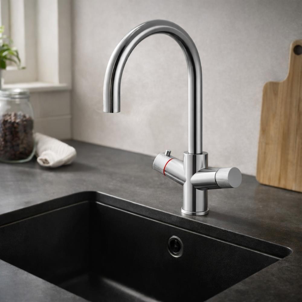 LavaTap Chrome 3-in-1 Swan Neck Boiling Water Tap Kit LavaTap