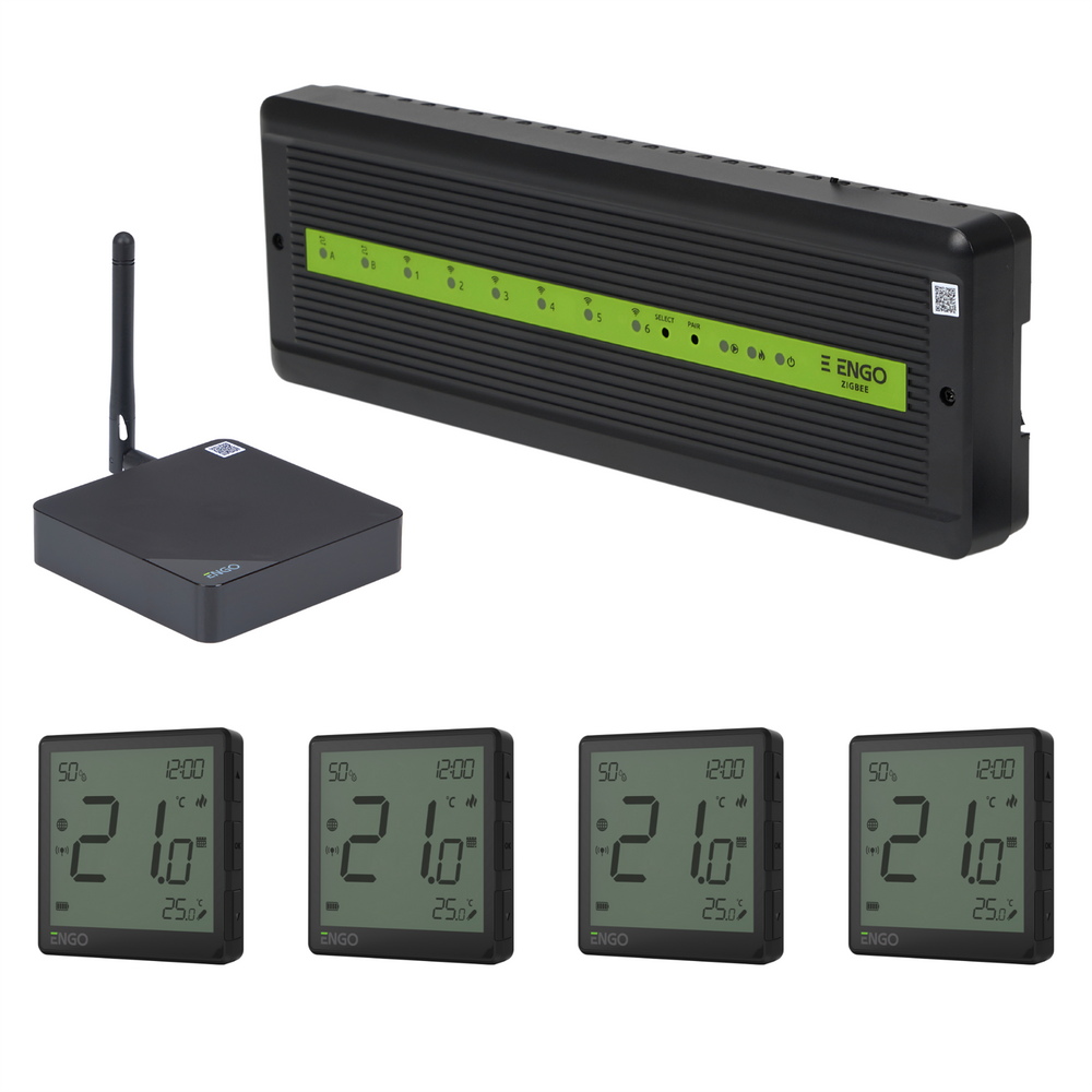 ENGO Smart Wireless UFH Control Pack 4 Zone - Black ENGO
