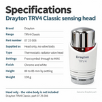 Drayton TRV4 Classic Thermostatic Radiator Valve Sensing Head Only - Chrome and White, Part 07 25 006 Drayton