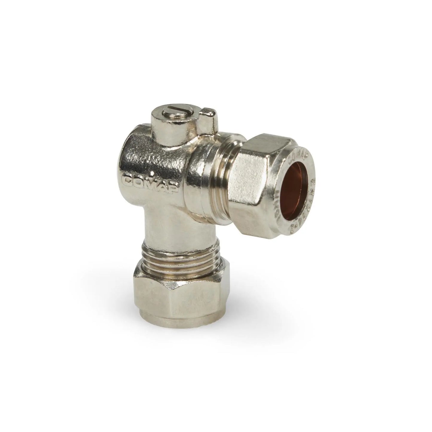 15mm Angled Chrome ISO Isolation Valve (WRAS) Compression - 10 Pack Lava