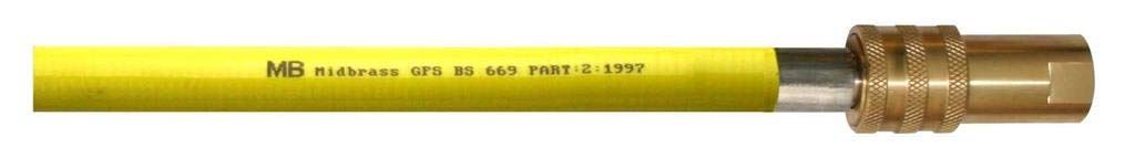 Salvus 3/4 Inch Caterhose Yellow Gas Hose 1.5 Metre Salvus - Side Profile