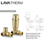 LavaTherm TRV Brushed Brass Thermostatic Radiator Valves - Corner LavaTherm - Close Up Detail