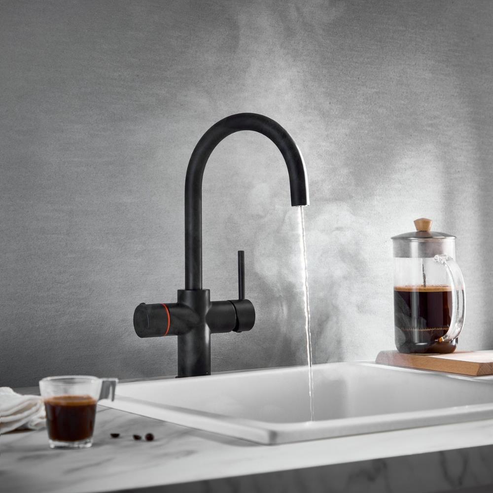 LavaTap Black 3-in-1 Swan Neck Boiling Water Tap (Tap Only) LavaTap - Side Profile