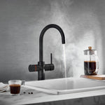 LavaTap Black 3-in-1 Swan Neck Boiling Water Tap (Tap Only) LavaTap - Side Profile