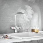 LavaTap Chrome 3-in-1 Square D Neck Boiling Water Tap (Tap Only) LavaTap - Side Profile
