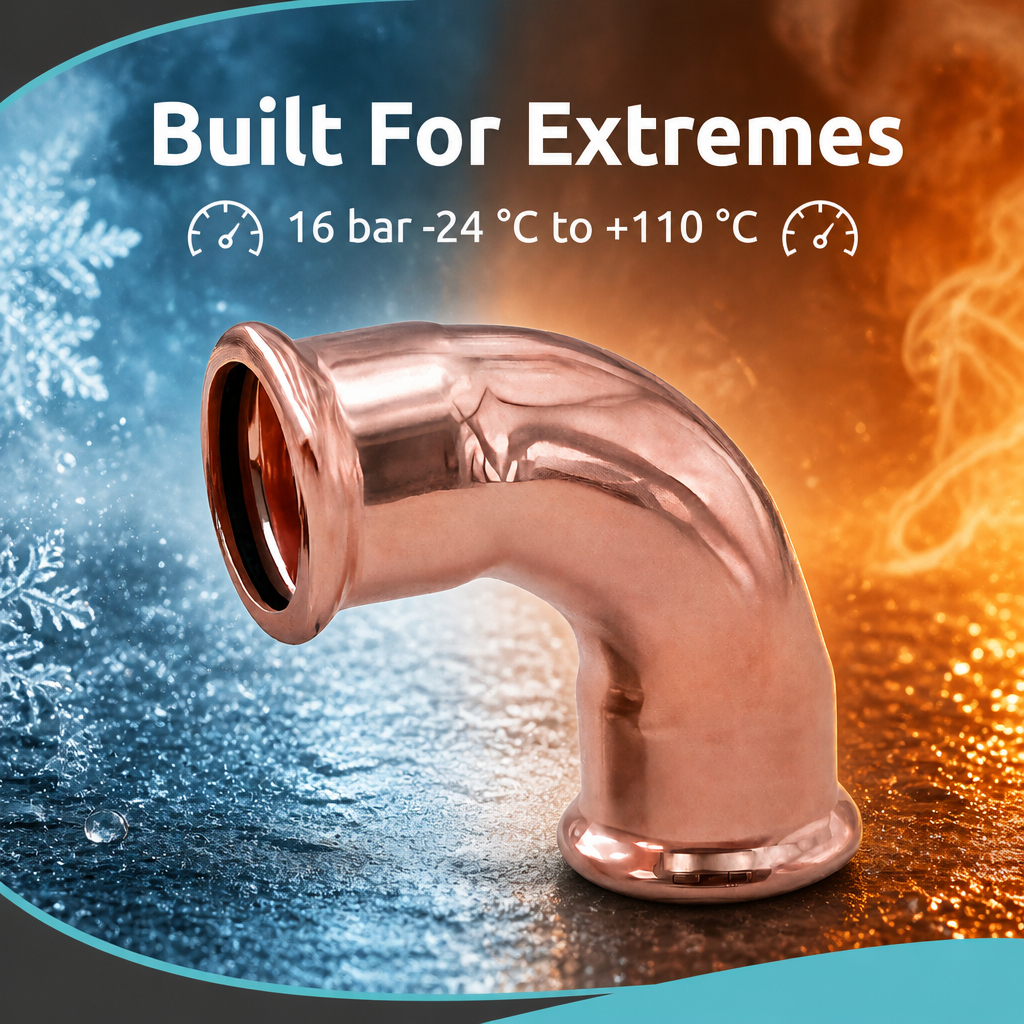LavaPlumb Copper Pressfit 90 Degree Elbow - 15mm LavaPlumb