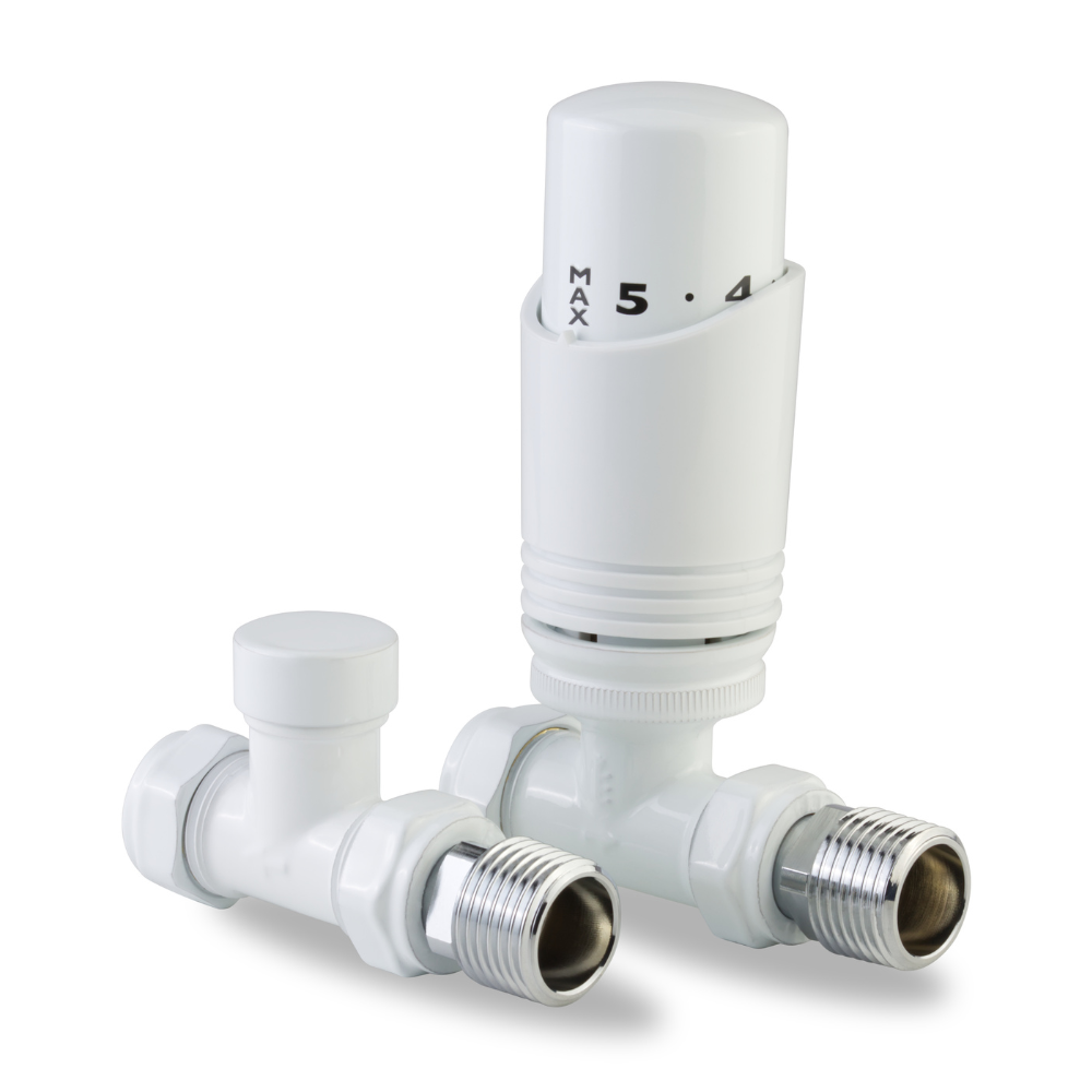 LavaTherm TRV White Thermostatic Radiator Valve - Straight LavaTherm