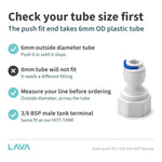 6mm Push Fit x 3/8 BSP Female Boiling Water Tank Adaptor LavaTap