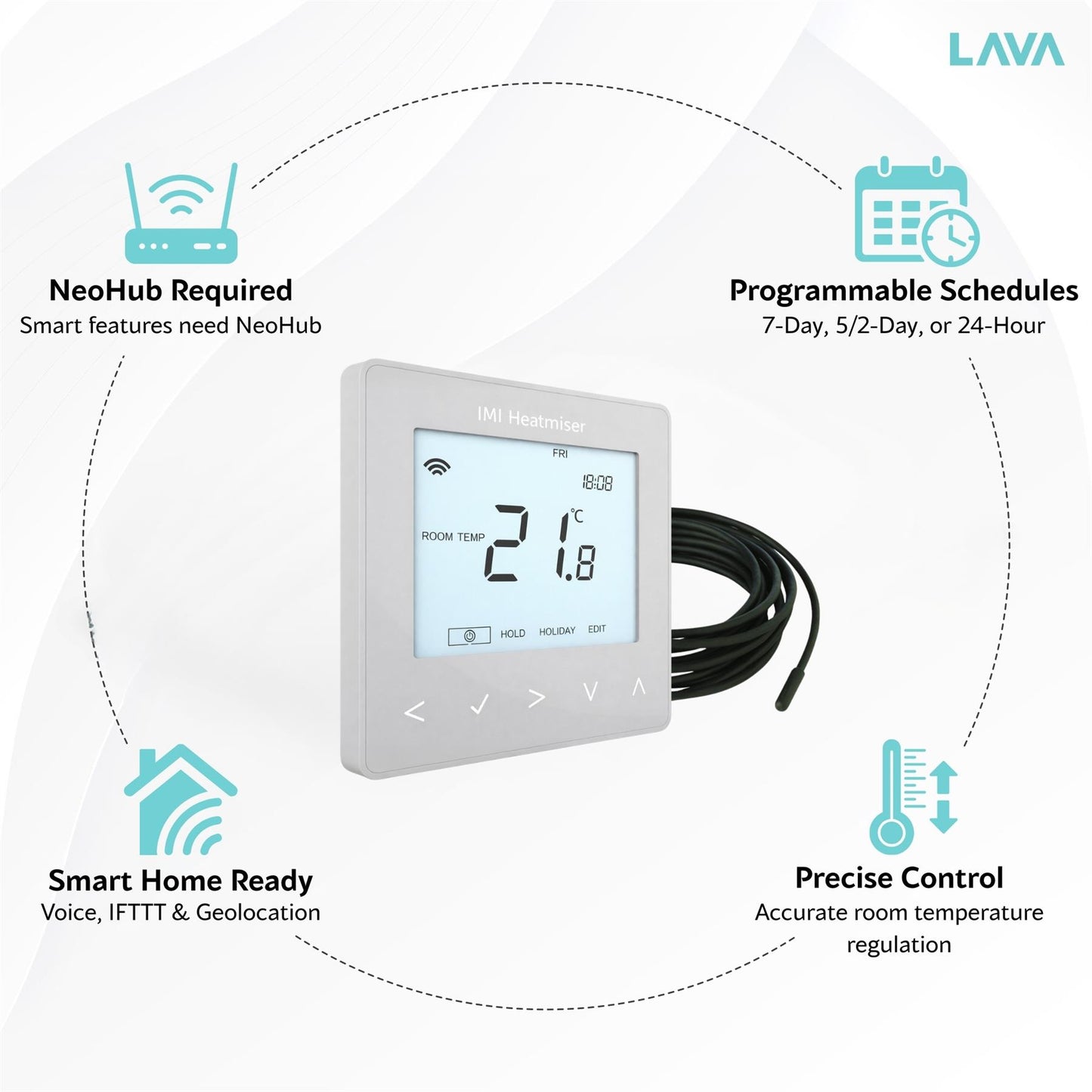 Heatmiser Neostat-E V3 Electric Floor Heating Thermostat - Silver Heatmiser - Close Up Detail