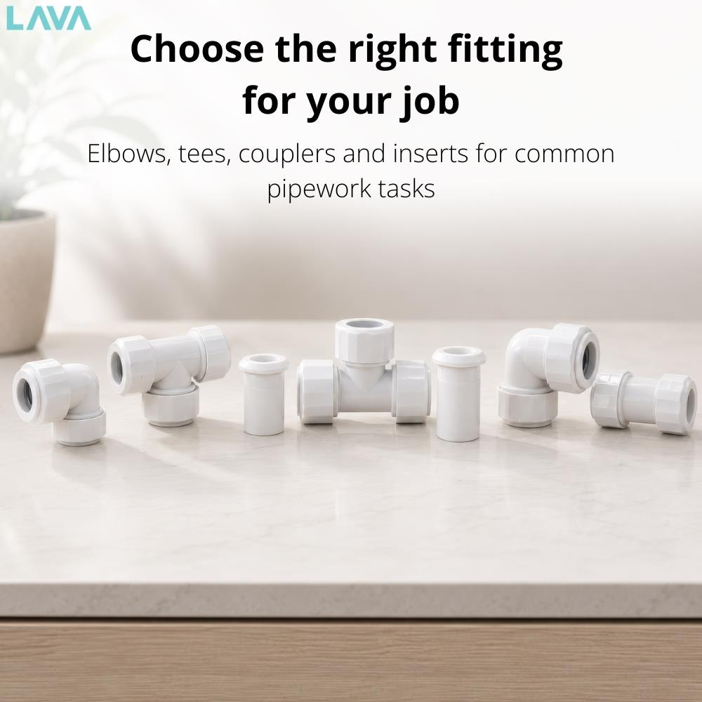 LavaPlumb 15mm push fit elbow, white, 10 pack – view 8