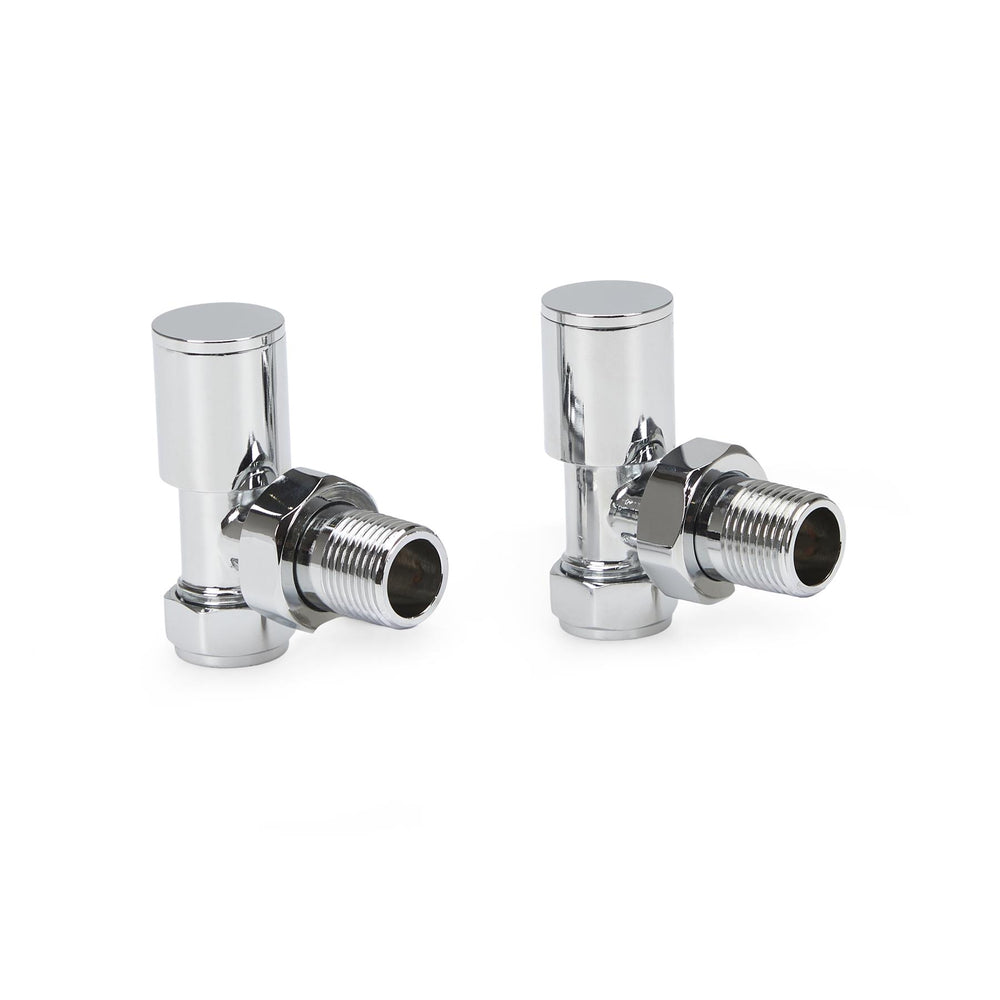 LavaTherm Angled Polished Radiator Valves Pair 15mm LavaTherm