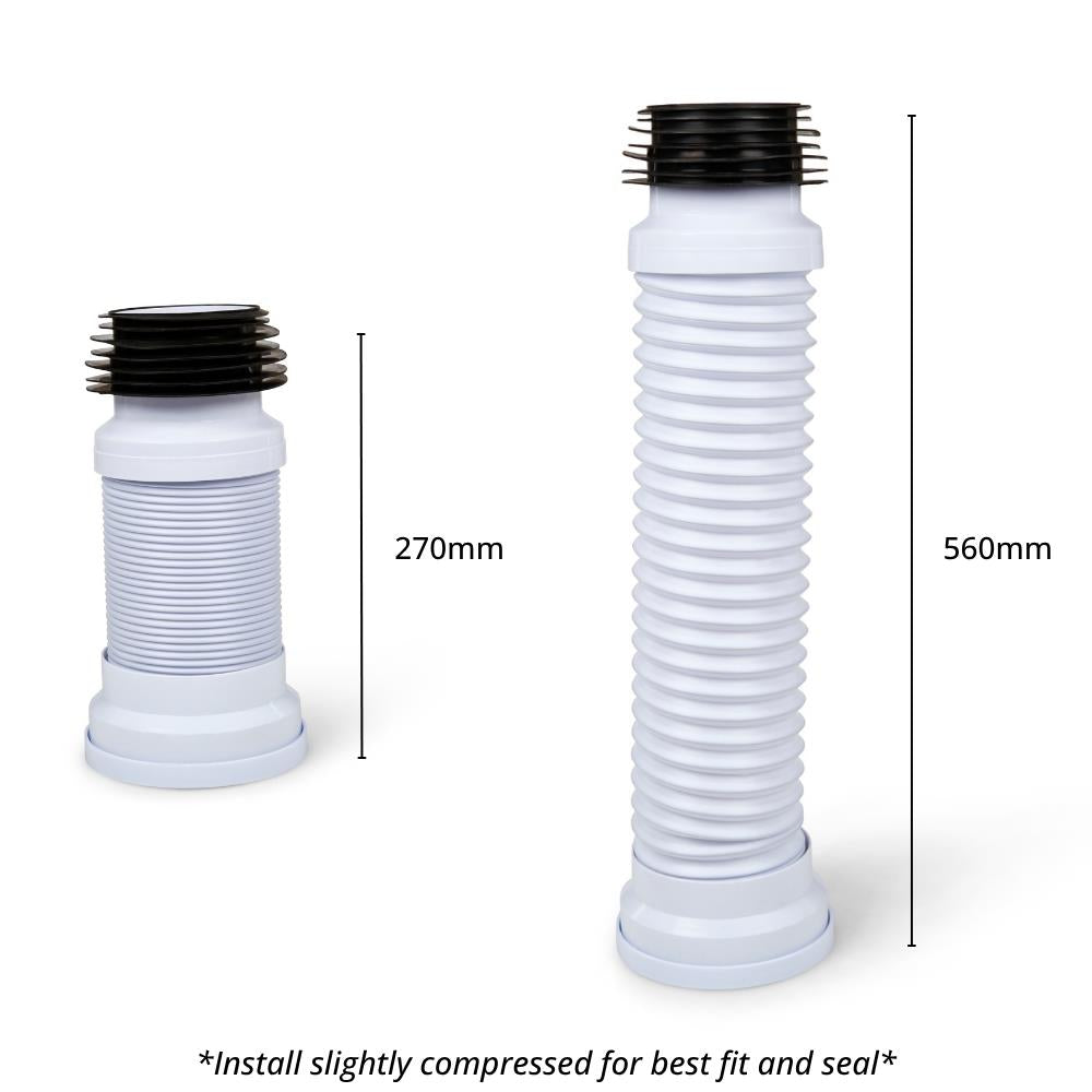 Flexible Toilet Pan Connector Universal WC Flexi 260 to 550mm LavaTap