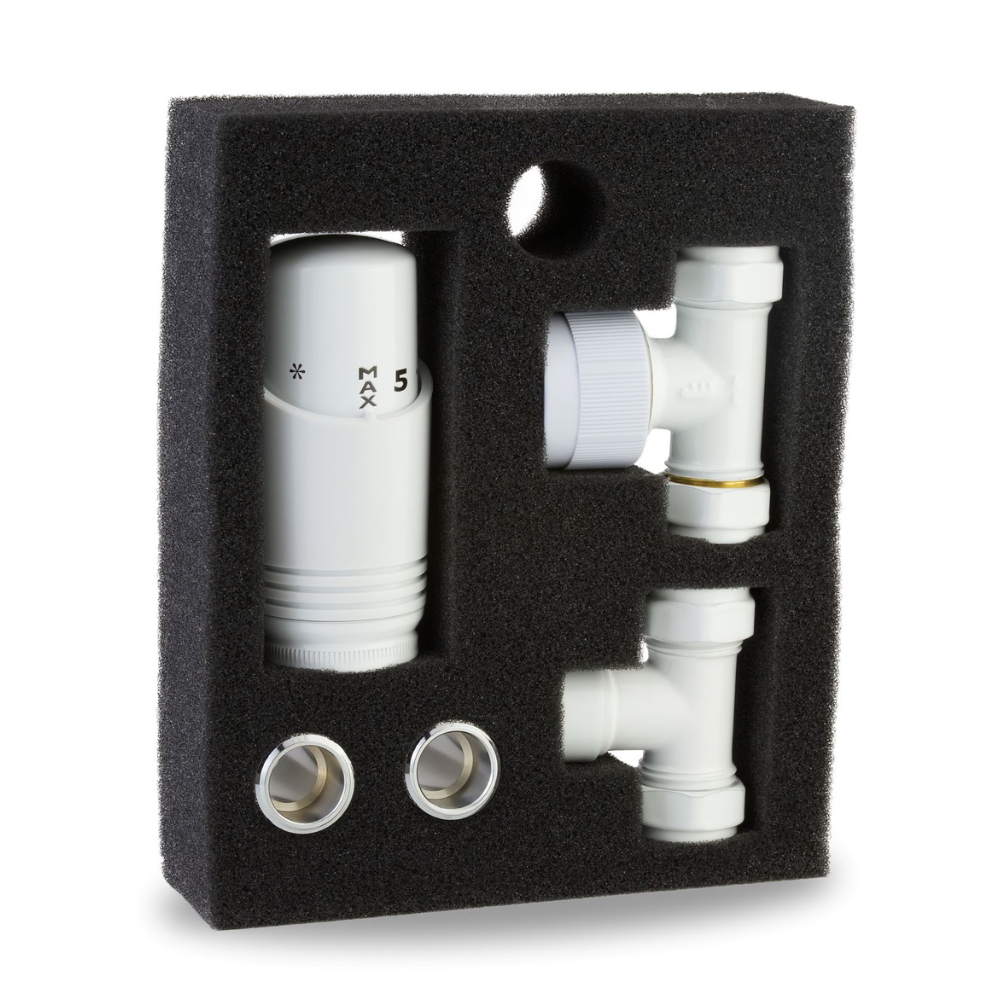 LavaTherm TRV White Thermostatic Radiator Valve - Straight LavaTherm - Close Up Detail