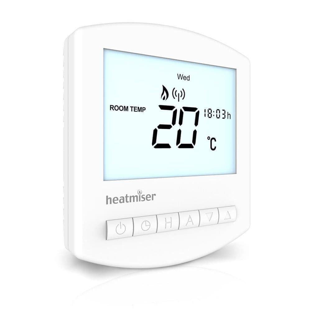 Heatmiser Slimline RF V3 Kit Wireless Programmable Thermostat and Heatmiser RF Switch V2 Receiver Bundle