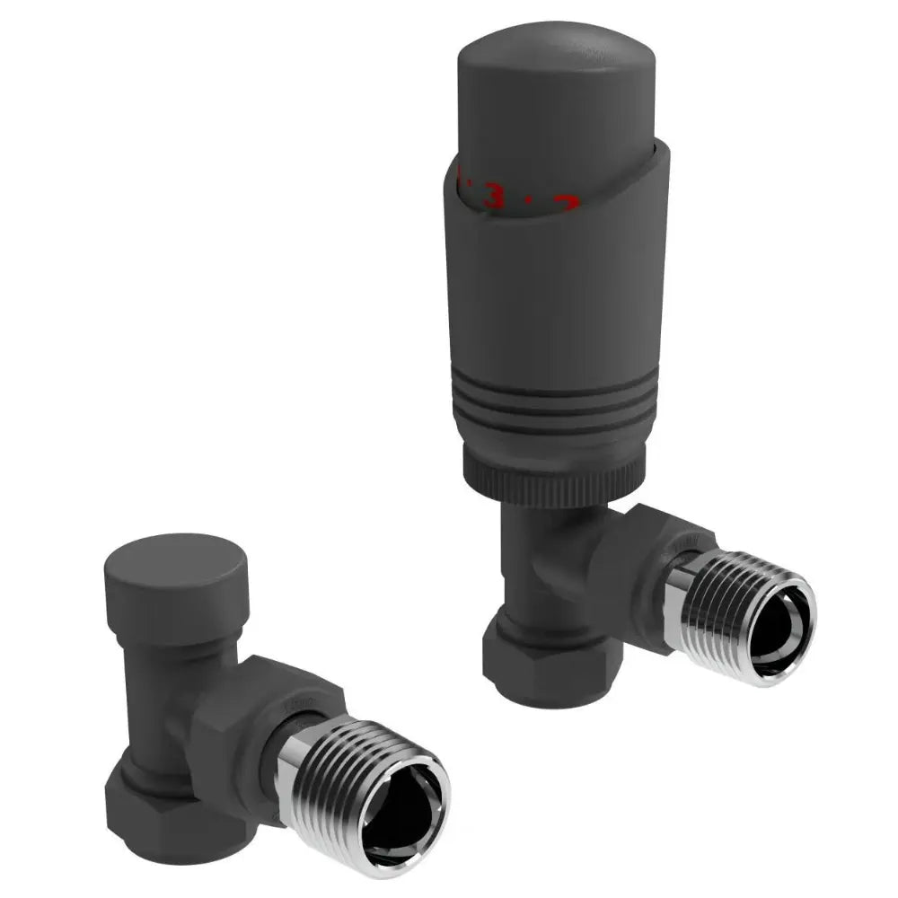 LavaTherm TRV Anthracite Thermostatic Radiator Valve - Angled