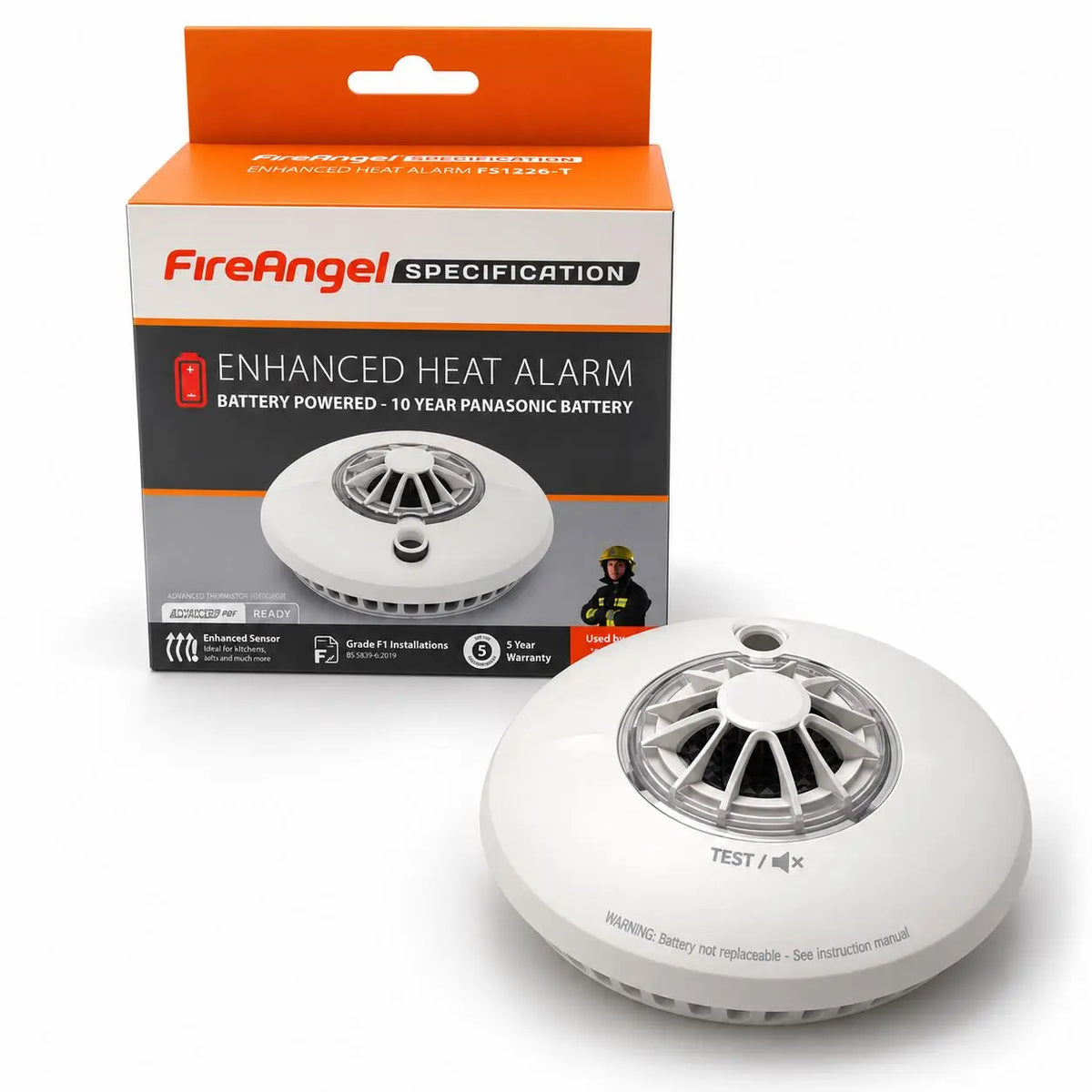 FireAngel FS1226-T Enhanced Heat Alarm - 10 Year Sealed Battery - Smart RF Ready FireAngel