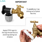 LavaTap 1/2 Inch Brass Garden Tap Kit with 20 mm MDPE Wall Plate Elbow and PTFE Tape LavaTap