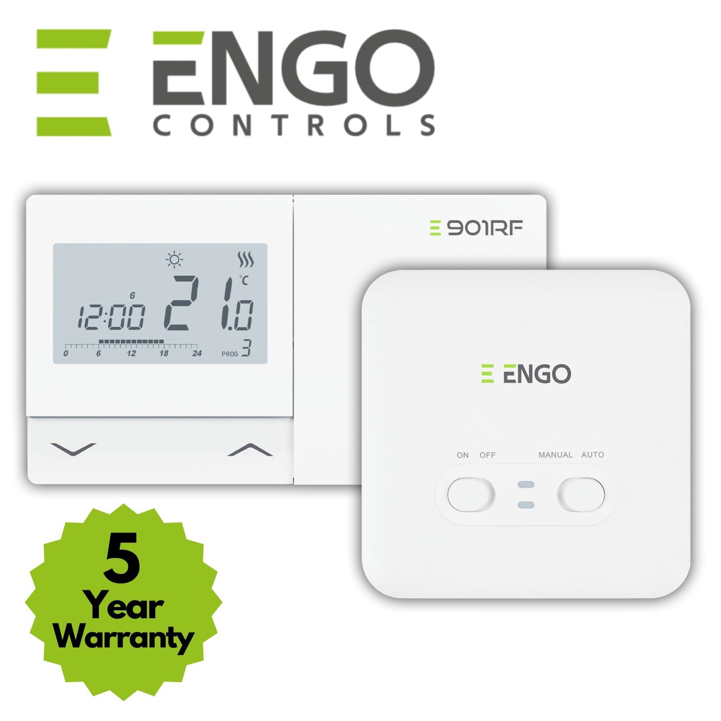 OPENBOX - ENGO E901RF Wireless Thermostat 7 Day Programmable Central Heating Controller Gas Oil Combi Boiler Thermostat Heat Pump 5 Year Warranty ENGO